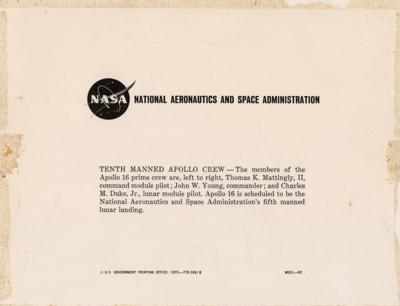 Lot #7503 Apollo 16 Signed Photograph - Image 2