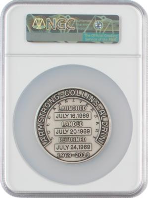 Lot #7277 Apollo 11 Robbins Medal Restrike Signed by Michael Collins - NGC MS 70 - Image 2