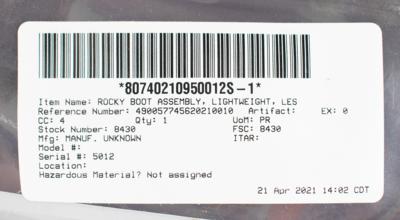 Lot #7650 STS-129 LES Boot Assembly, Lightweight (Issued as Flight Ready) - Image 3