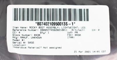 Lot #7651 STS-133 LES Boot Assembly, Lightweight (Issued as Flight Ready) - Image 3