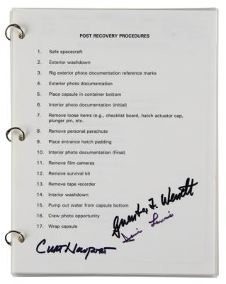 Lot #7015 Liberty Bell 7 'Post Recovery Procedures' Checklist Signed by Curt Newport, Jim Lewis, and Guenter Wendt