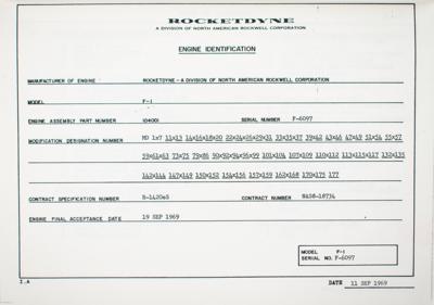 Lot #7146 Rocketdyne F-1 Engine Calibration and Clearance Report - Image 2