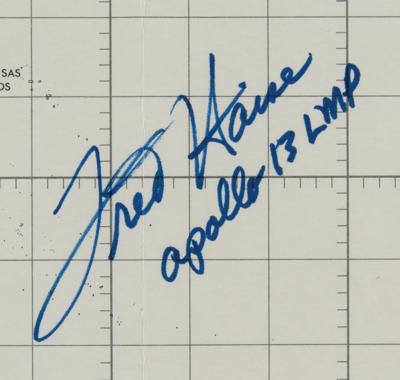 Lot #7380 Fred Haise Signed Apollo 13 Earth Orbit Chart - Image 2