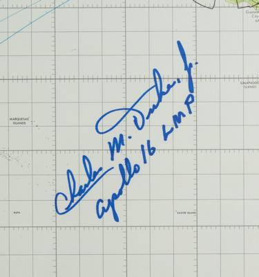 Lot #7521 Charlie Duke Signed Apollo 16 Earth Orbit Chart - Image 2