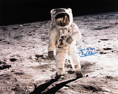 Lot #7261 Buzz Aldrin Signed Oversized Photograph