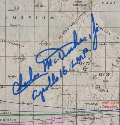 Lot #7522 Charlie Duke Signed Apollo 16 Lunar Orbit Chart - Image 2