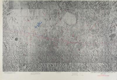 Lot #7411 Edgar Mitchell Signed Apollo 14 Lunar Orbital Science Contingency Flight Chart