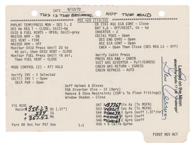 Lot #7539 Apollo 17 Flown LM Lunar Surface Checklist Page Signed and Flight-Certified by Gene Cernan