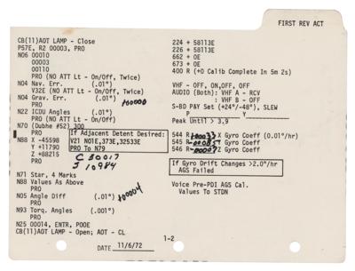 Lot #7539 Apollo 17 Flown LM Lunar Surface Checklist Page Signed and Flight-Certified by Gene Cernan - Image 2