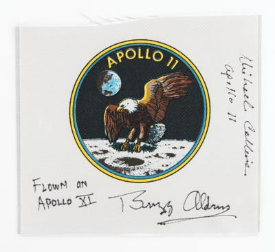 Lot #7263 Apollo 11 Flown Beta Cloth Signed by Buzz Aldrin and Michael Collins