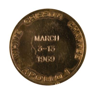 Lot #7216 Apollo 1 Gold Fliteline Medallion, Attested as Flown on the Apollo 9 Mission - From the Family Collection of Ed White II - Image 2