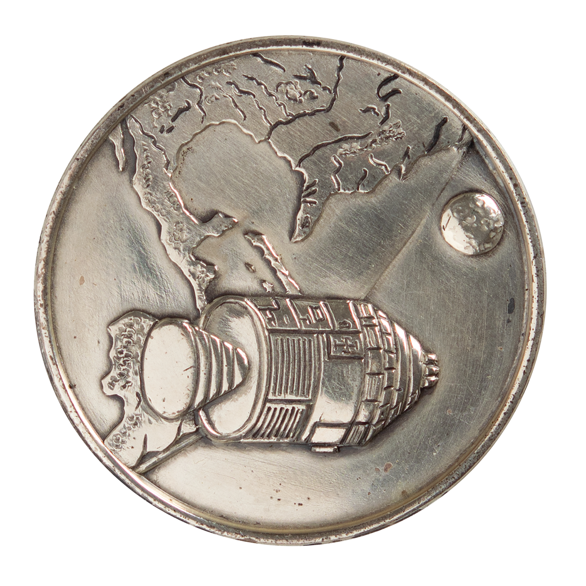 Lot #7217 Apollo 1 Silver Fliteline Medallion Attested as Flown on the Apollo 9 Mission - From the Family Collection of Ed White II
