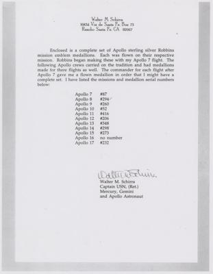 Lot #7201 Wally Schirra's Apollo 8 Flown Robbins Medallion - Image 3