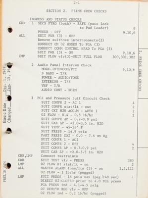 Lot #7207 Apollo 8 Preliminary CSM Flight Crew Abbreviated Checklist - Image 2