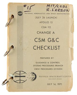 Lot #7435 Apollo 15 CSM Guidance and Control Checklist
