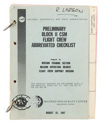 Lot #7153 Apollo Block II CSM Preliminary Flight Crew Abbreviated Checklist