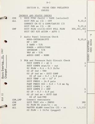 Lot #7153 Apollo Block II CSM Preliminary Flight Crew Abbreviated Checklist - Image 2