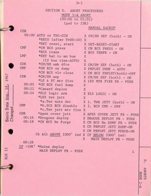 Lot #7153 Apollo Block II CSM Preliminary Flight Crew Abbreviated Checklist - Image 3