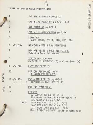Lot #7530 Apollo 17 Basic CSM Entry Checklist - Image 2