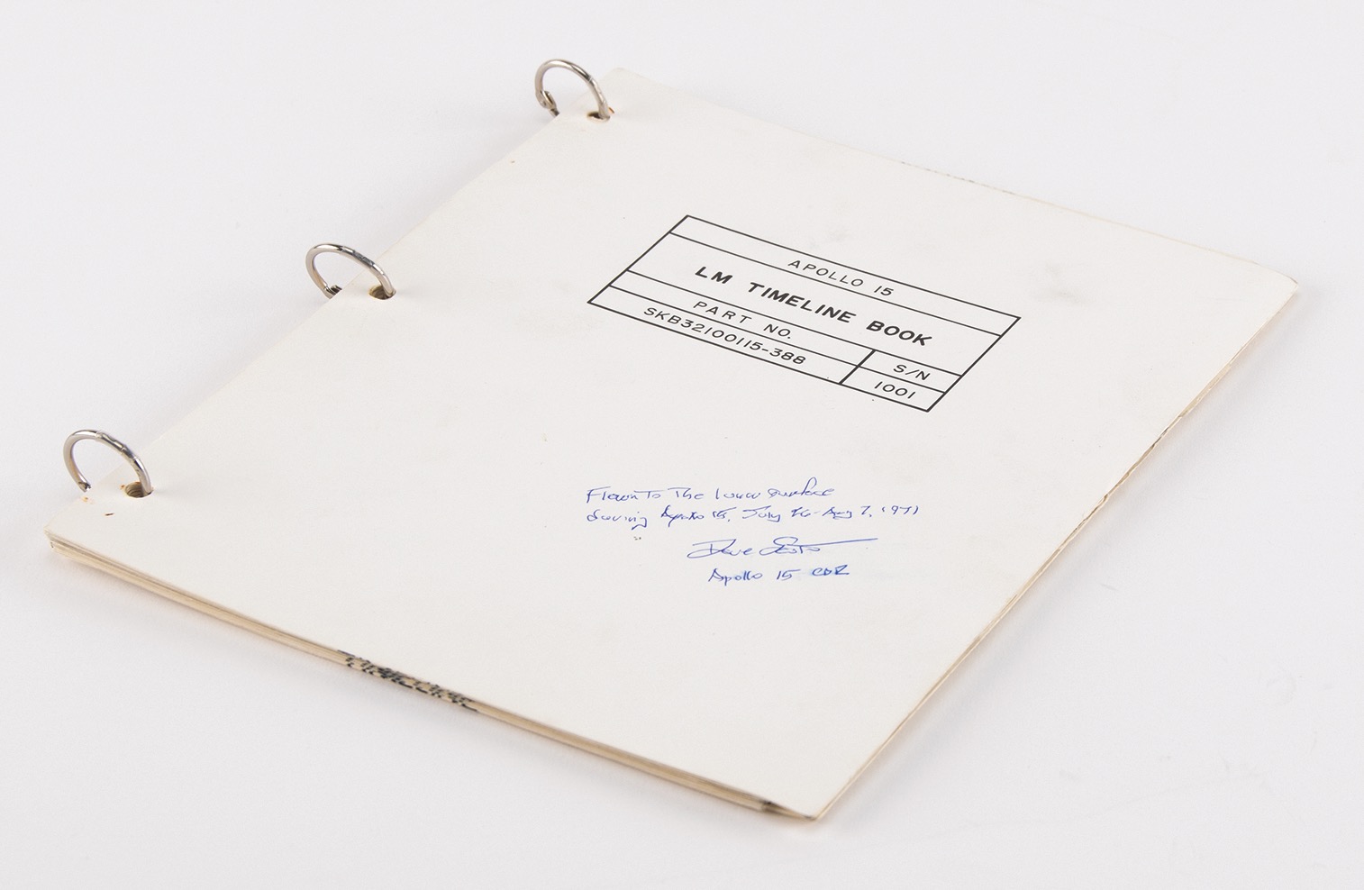 Lot #7901 Dave Scott's Apollo 15 Flown LM Timeline Book