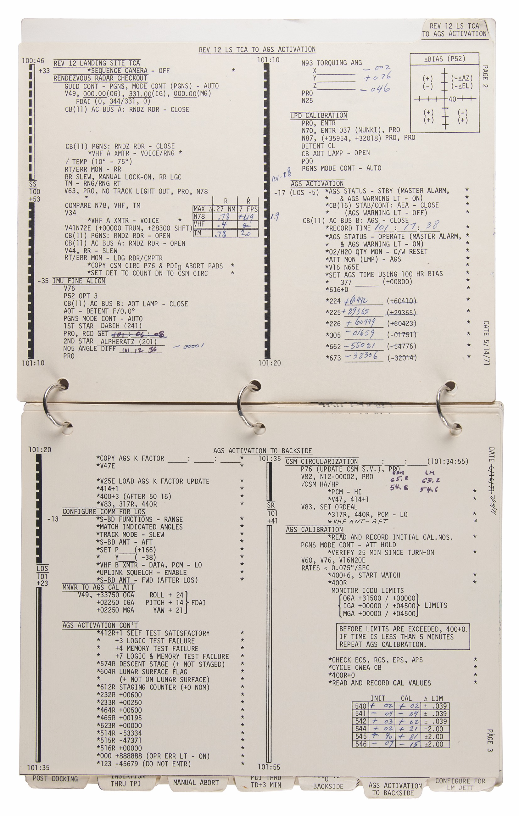 Lot #7901 Dave Scott's Apollo 15 Flown LM Timeline Book - Image 4