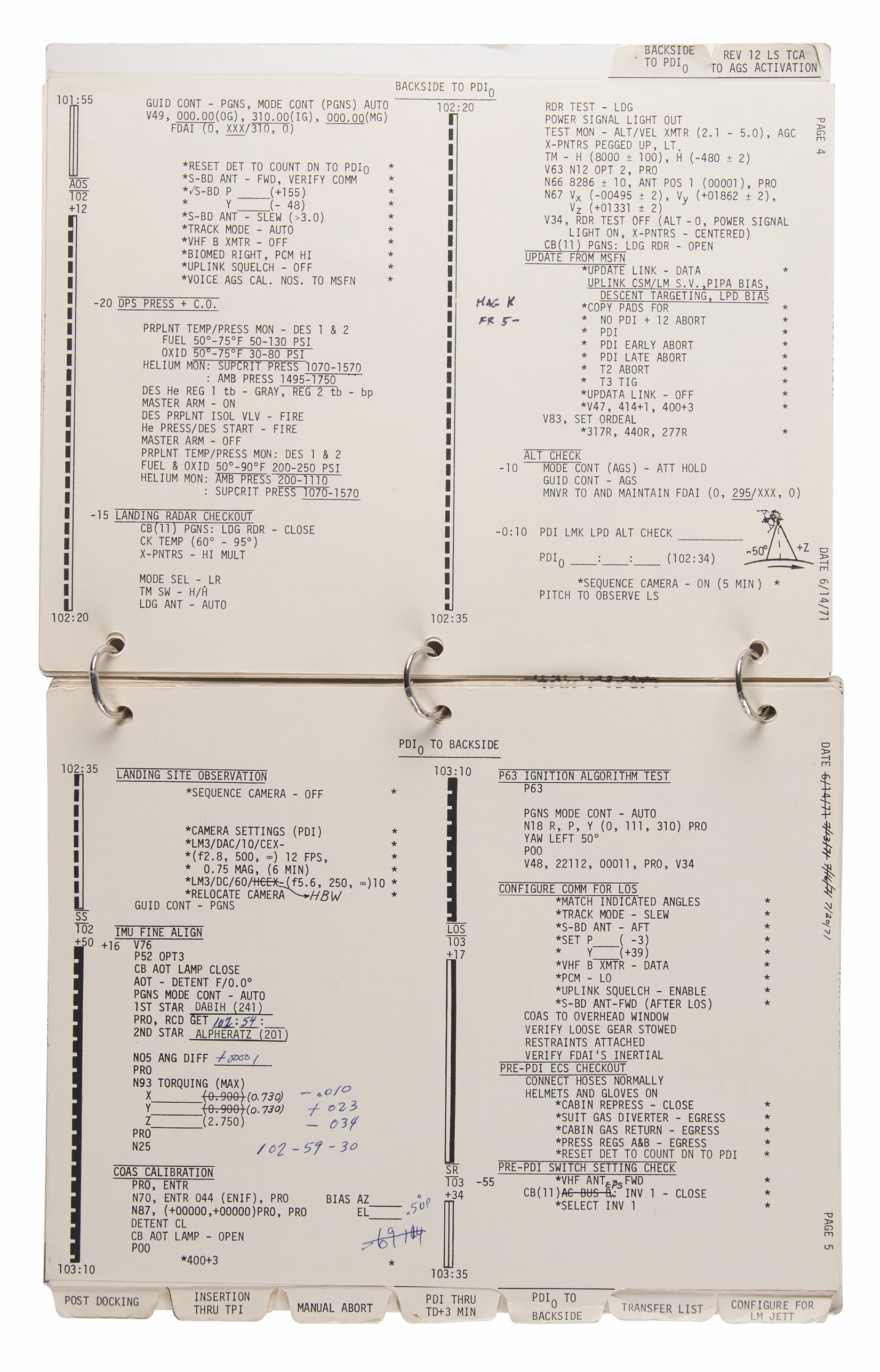 Lot #7901 Dave Scott's Apollo 15 Flown LM Timeline Book - Image 5