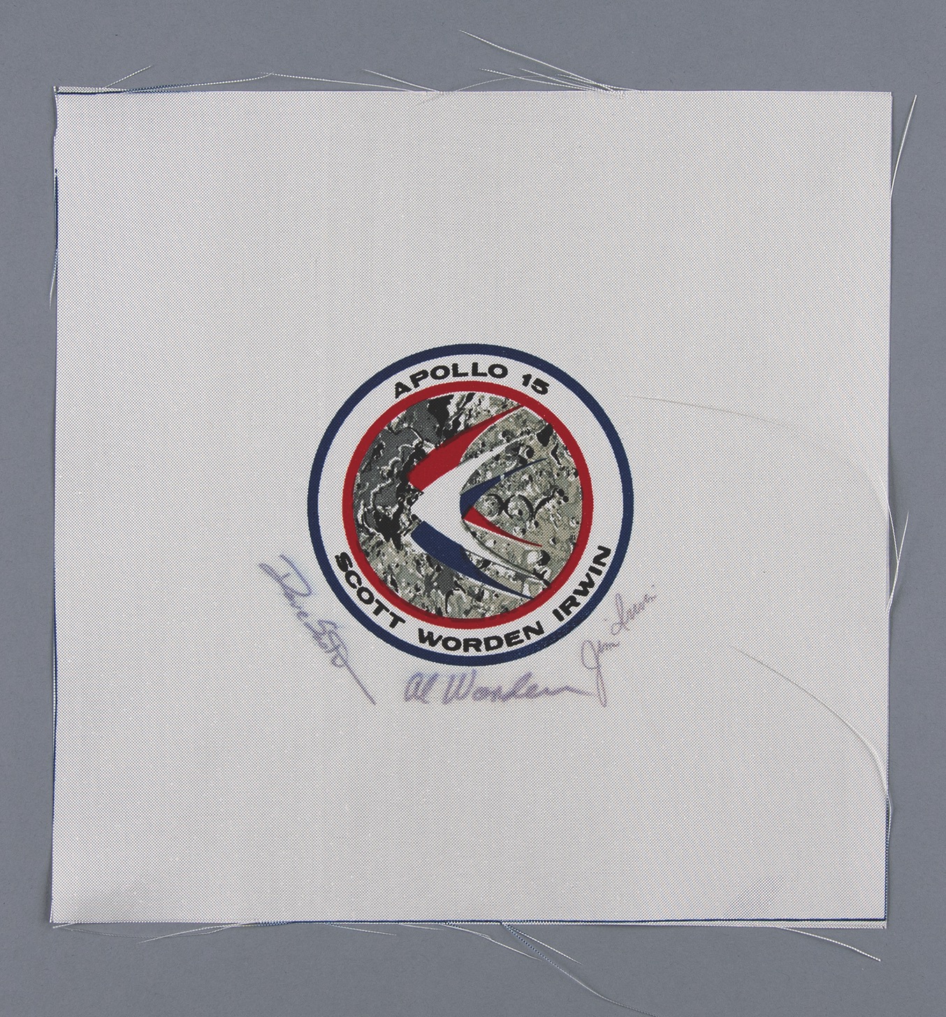 Lot #7902 Dave Scott's Apollo 15 Crew-Signed Beta Cloth Patch