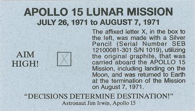 Lot #340 Apollo 15 Pencil Mark - Image 1