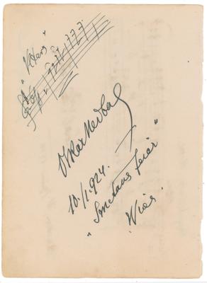 Lot #542 Oskar Nedbal Autograph Musical Quotation Signed - Image 1