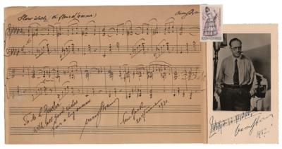 Lot #549 Oscar Straus Autograph Musical Quotation Signed and Signed Photograph - Image 1