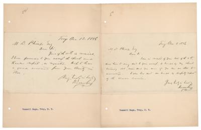 Lot #272 Russell Sage (2) Autograph Letters Signed - Image 1