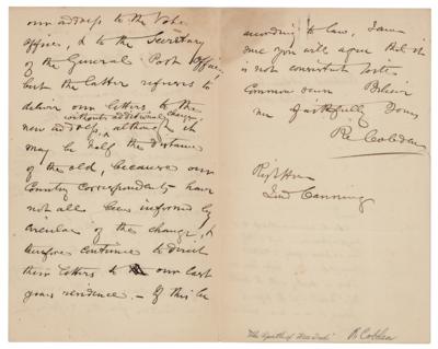 Lot #174 Richard Cobden Autograph Letter Signed - Image 2