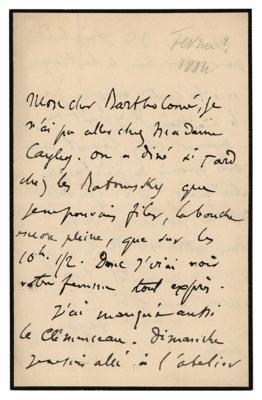 Lot #393 Edgar Degas Autograph Letter Signed - Image 1