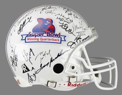 Lot #724 NFL Super Bowl Quarterbacks (29) Multi-Signed Football Helmet - Image 3