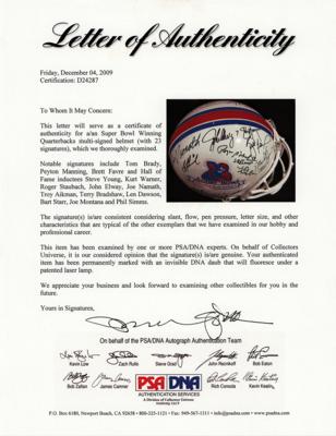 Lot #724 NFL Super Bowl Quarterbacks (29) Multi-Signed Football Helmet - Image 7