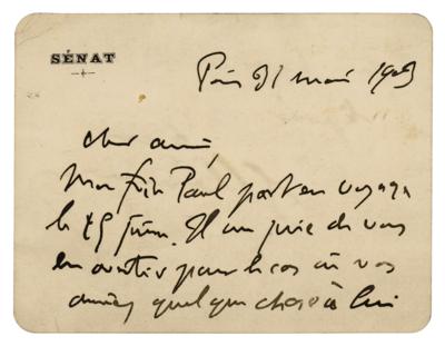 Lot #173 Georges Clemenceau Autograph Letter Signed - Image 1