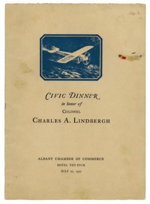 Lot #327 Charles Lindbergh Signed 1927 Dinner Program - Image 2