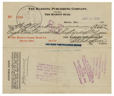 Lot #51 Warren G. Harding Document Signed - Image 1