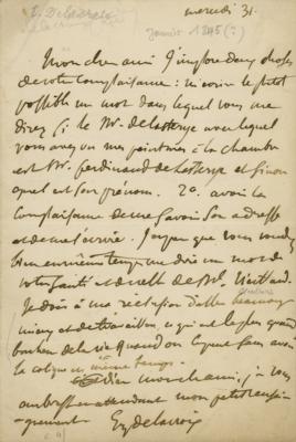 Lot #413 Eugene Delacroix Autograph Letter Signed - Image 1