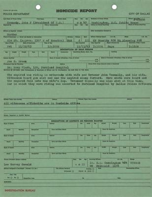 Lot #20 John F. Kennedy Homicide Report - Image 1