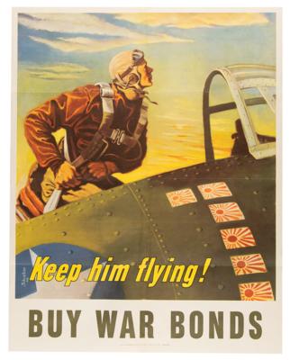 Lot #322 World War II 'Keep Him Flying / Buy War Bonds' Poster - Image 1