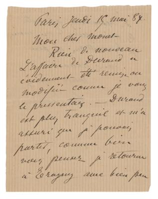 Lot #403 Camille Pissarro Autograph Letter Signed to Claude Monet - Image 1