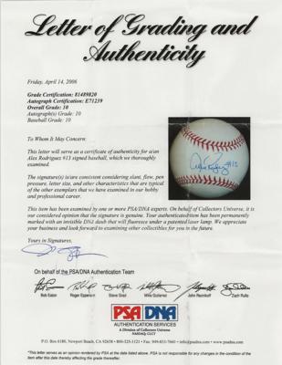 Lot #756 Alex Rodriguez Signed Baseball - PSA GEM MINT 10 - Image 4