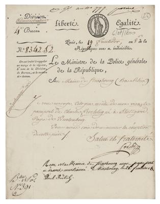 Lot #306 Joseph Fouche Document Signed - Image 1