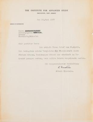 Lot #109 Albert Einstein Typed Letter Signed - Image 1