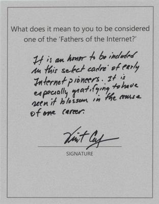 Lot #169 Vint Cerf Autograph Quotation Signed - Image 1