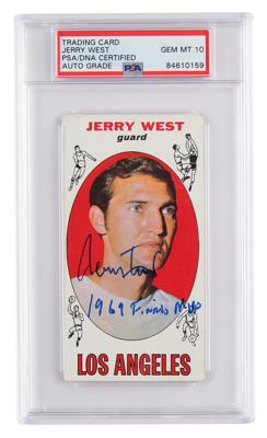 Lot #767 Jerry West Signed 1969 Topps Basketball Card - PSA/DNA GEM MINT 10 - Image 1