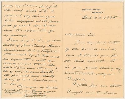 Lot #38 Grover Cleveland Autograph Letter Signed