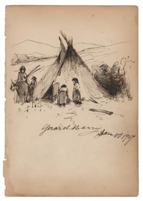Lot #408 William Gerard Barry Original Sketch of Native Americans - Image 1