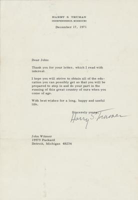 Lot #90 Harry S. Truman Typed Letter Signed - Image 1